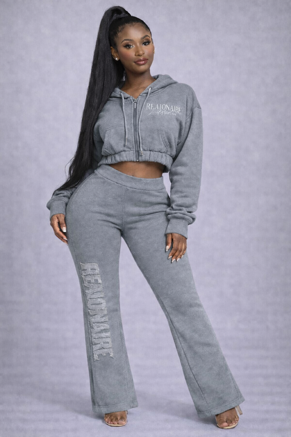 Realionaire Luxury Distressed  Crop Zip Jogger