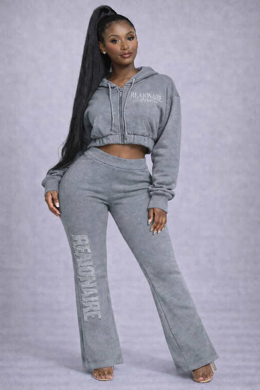 Realionaire Luxury Distressed  Crop Zip Jogger