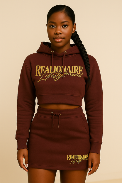 Luxury women's crop hoodie and skirt
