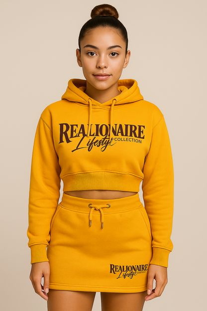 Luxury women's crop hoodie and skirt