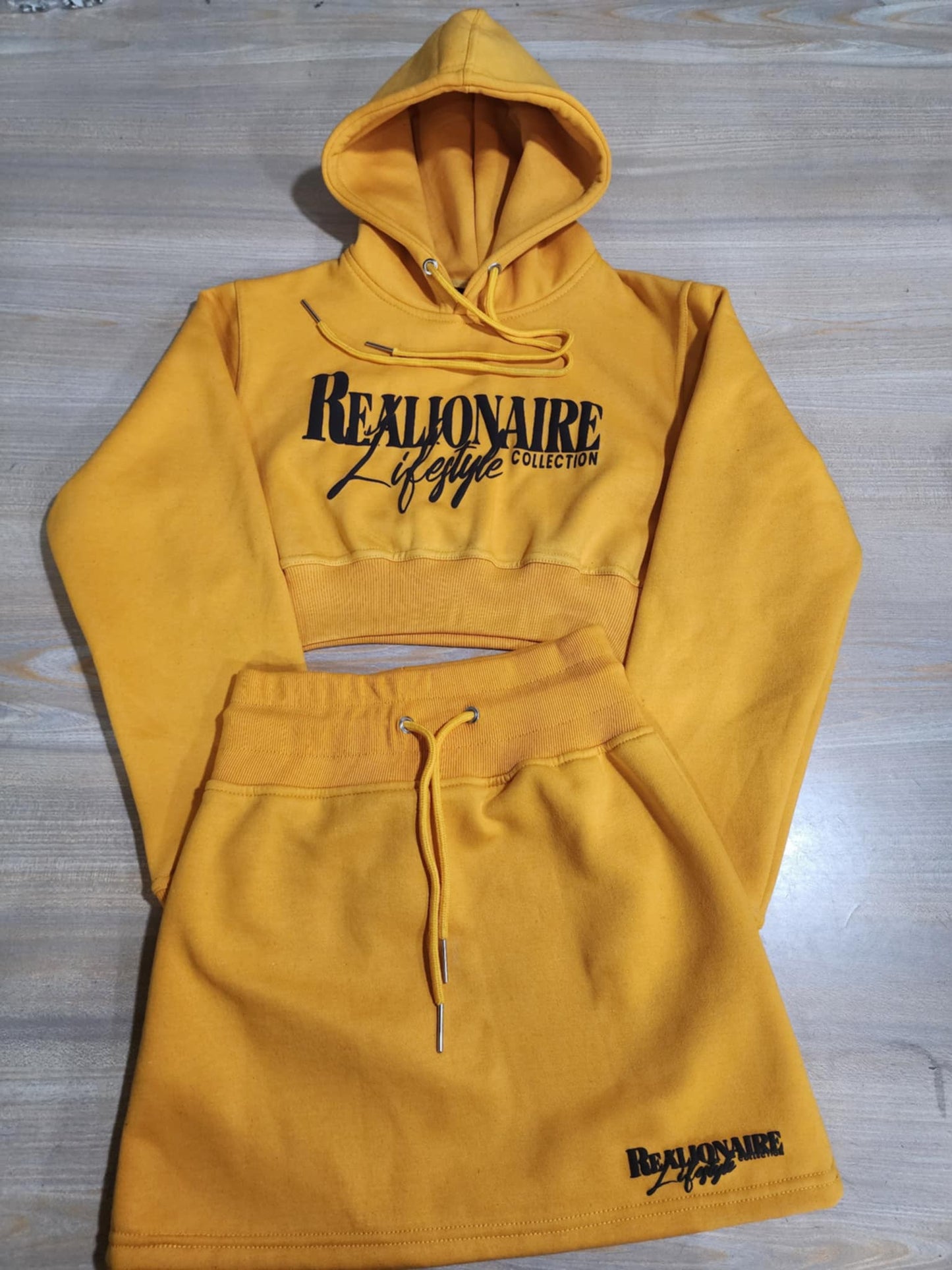 Luxury women's crop hoodie and skirt