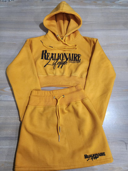 Luxury women's crop hoodie and skirt