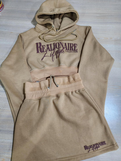 Luxury women's crop hoodie and skirt